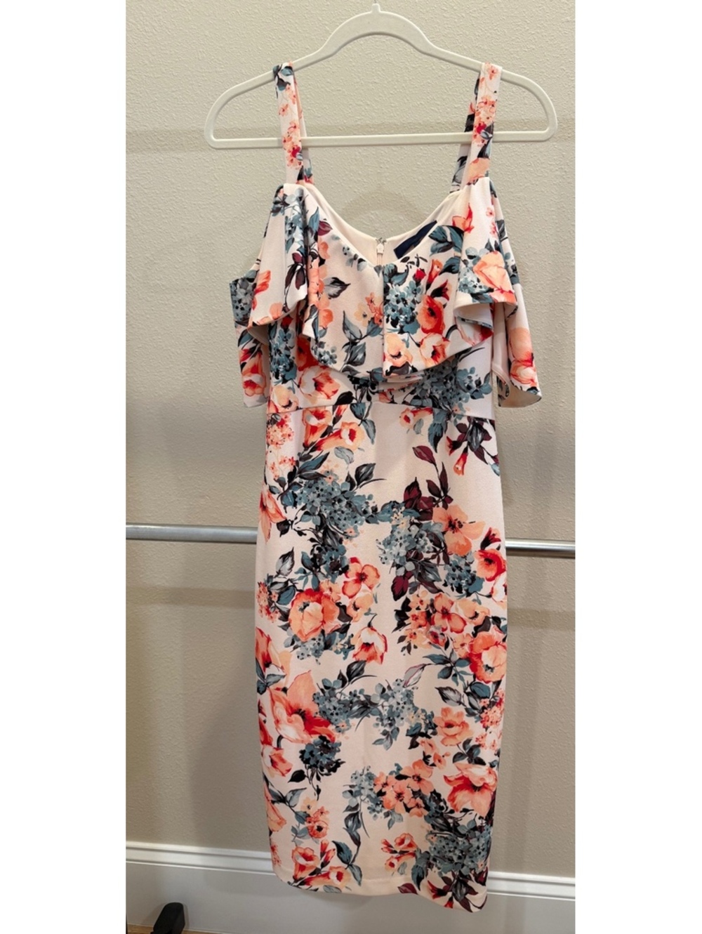 Floral Off-Shoulder Ruffle Midi Dress with Adjustable Straps